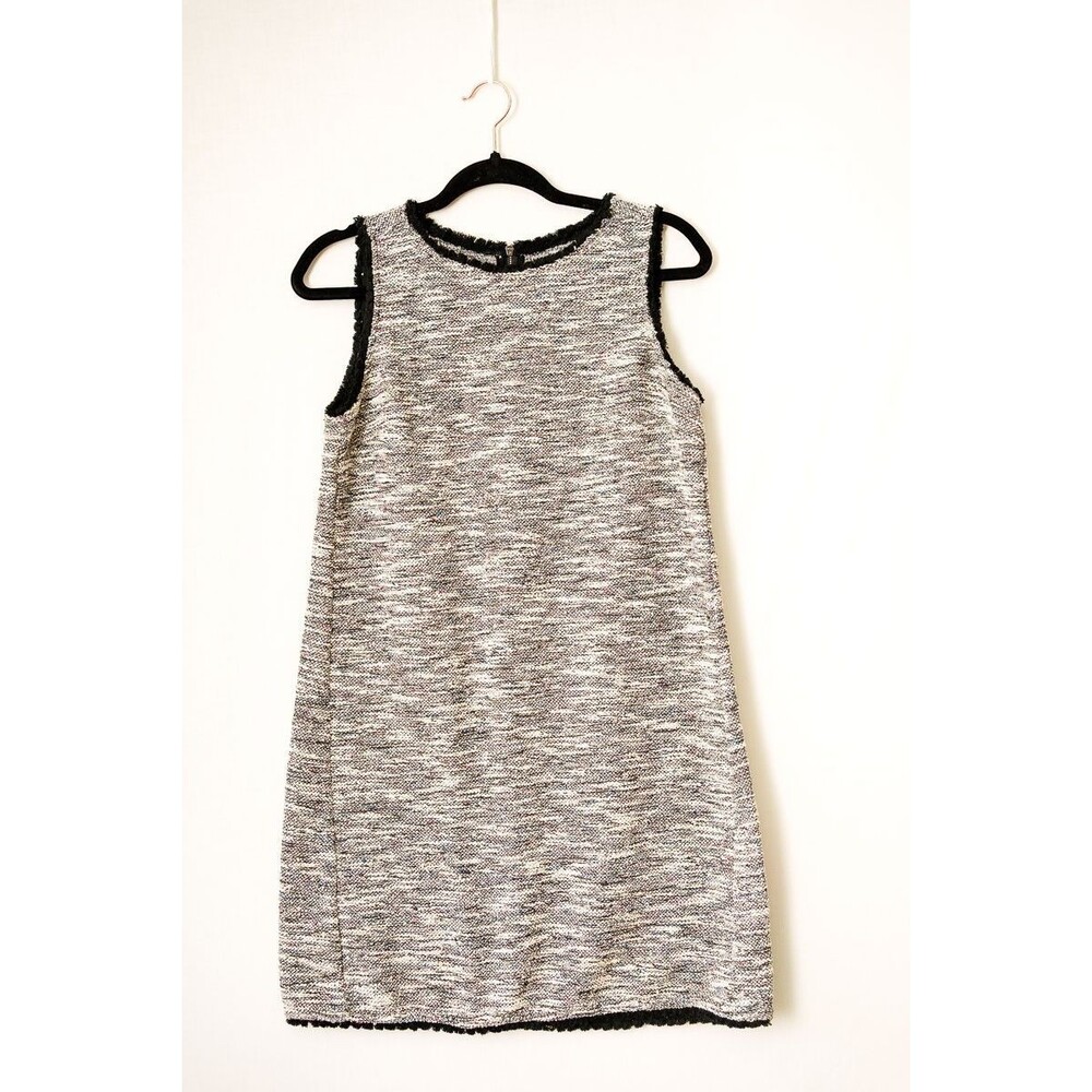 LOFT S tweed fringe sleeveless Shift dress event cocktail S business office